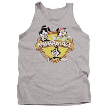 Athletic heather men's tank with Shielded Animaniacs graphic