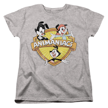 Athletic heather women's t-shirt with Shielded Animaniacs graphic