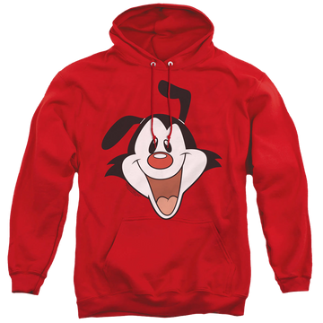 Red pullover hoodie with Animaniacs Yakko Head graphic