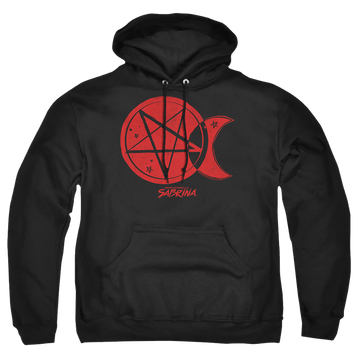 Black pullover hoodie with Chilling Adventures of Sabrina Dark Moon graphic