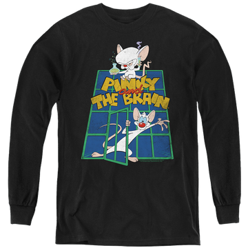 Black youth long sleeve t-shirt with Pinky and The Brain Ol Standard graphic