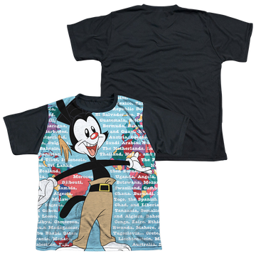 Animaniacs Yakko World youth black back t-shirt for ages 8 to 12