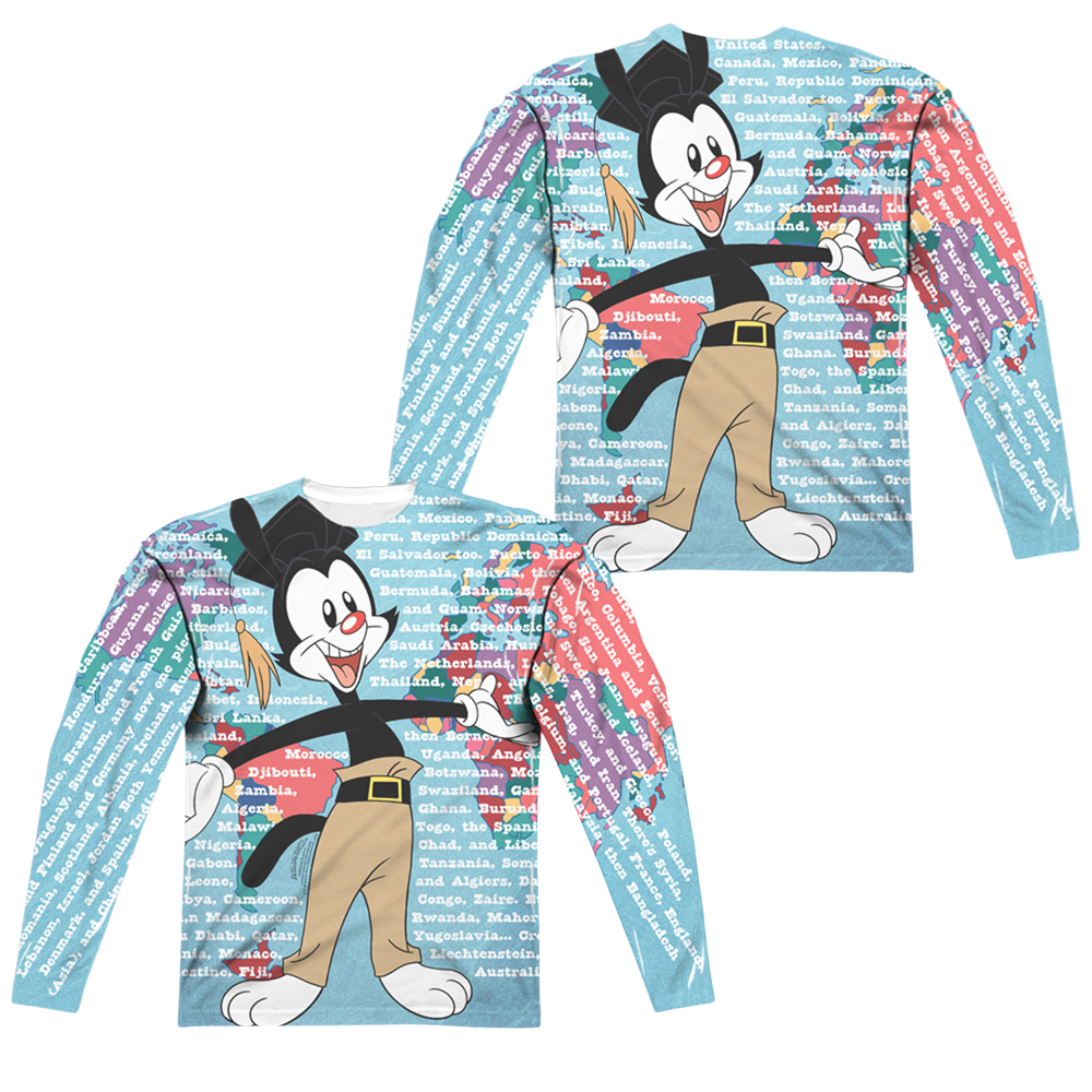 Animaniacs Yakko World (Front/Back Print) - Men's All-Over Print Long Sleeve Men's All-Over Print Long Sleeve Animaniacs