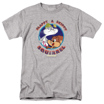 Athletic heather men's regular fit t-shirt with Animaniacs Slappy And Skippy Squirrel graphic