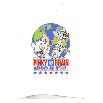 White kid's t-shirt for ages 4 to 7 with Pinky and The Brain Campaign graphic