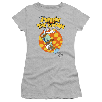 Athletic heather juniors t-shirt with Pinky and The Brain Soda graphic