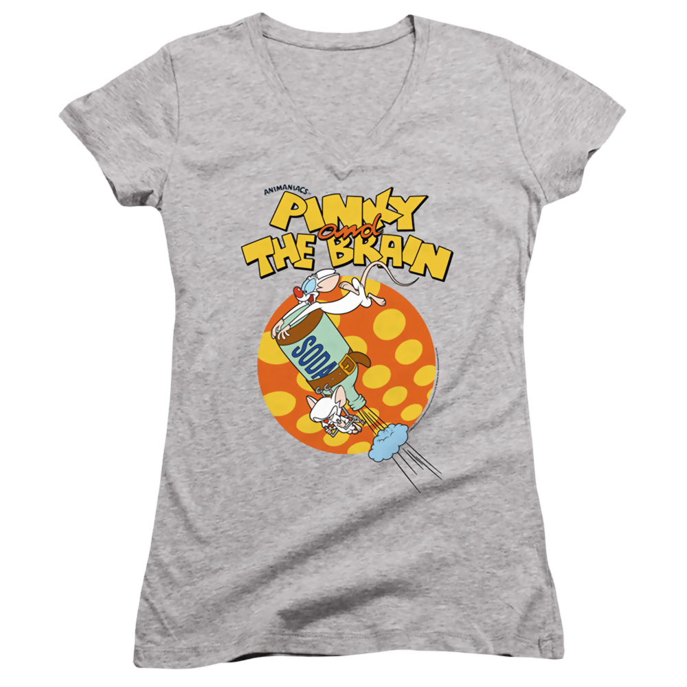 Pinky And The Brain Soda - Juniors V-Neck T-Shirt Juniors V-Neck T-Shirt Pinky and The Brain