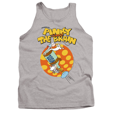 Athletic heather men's tank with Pinky and The Brain Soda graphic