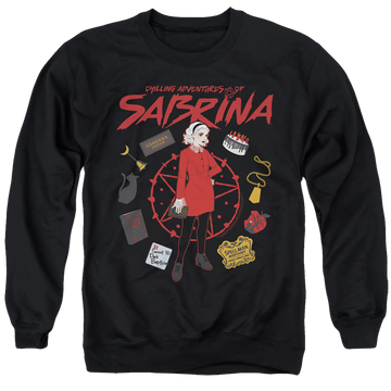 Black men's crewneck sweatshirt with Chilling Adventures of Sabrina Circle graphic