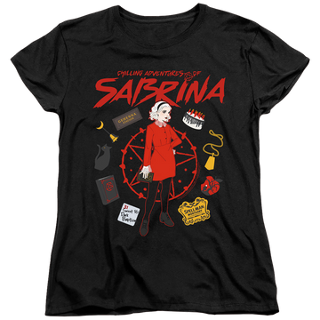 Black women's t-shirt with Chilling Adventures of Sabrina Circle graphic
