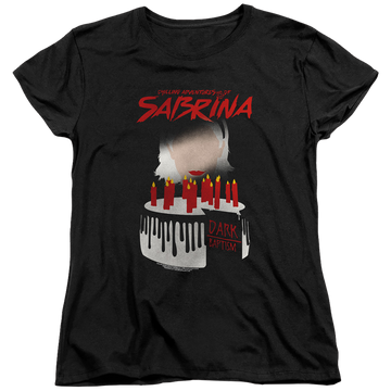 Black women's t-shirt with Chilling Adventures of Sabrina Dark Baptism graphic