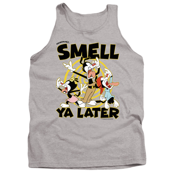 Athletic heather men's tank with Animaniacs Smell Ya Later graphic