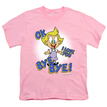 Pink youth t-shirt for ages 8 to 12 with Animaniacs Mindy graphic