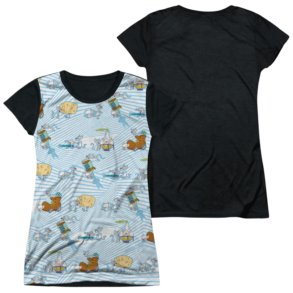 Pinky And The Brain Experiments - Juniors Black Back T-Shirt Juniors Black Back T-Shirt Pinky and The Brain