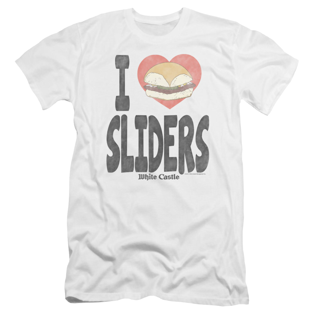 White Castle I Heart Sliders - Men's Premium Slim Fit T-Shirt Men's Premium Slim Fit T-Shirt White Castle