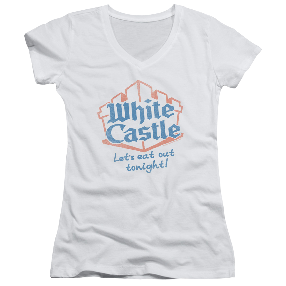 White Castle Lets Eat - Juniors V-Neck T-Shirt Juniors V-Neck T-Shirt White Castle