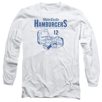 White men's long sleeve t-shirt with White Castle 12 Cents graphic