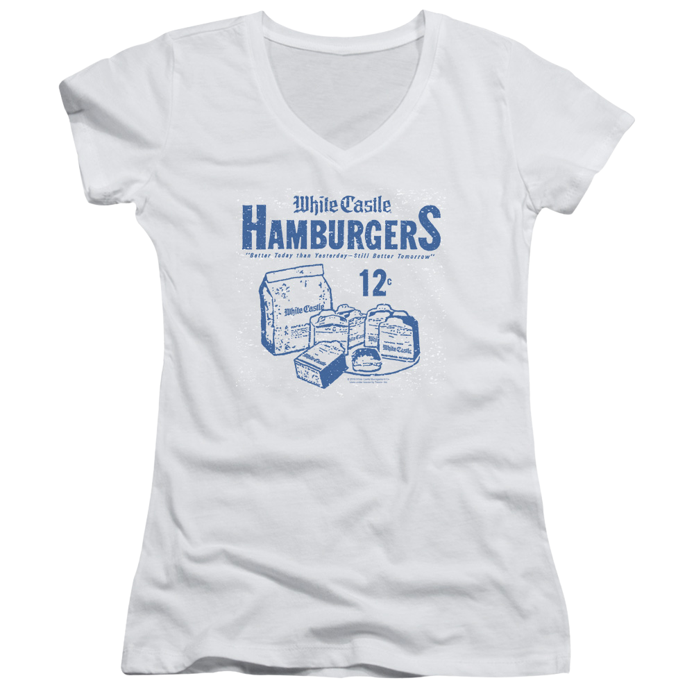 White Castle 12 Cents - Juniors V-Neck T-Shirt Juniors V-Neck T-Shirt White Castle