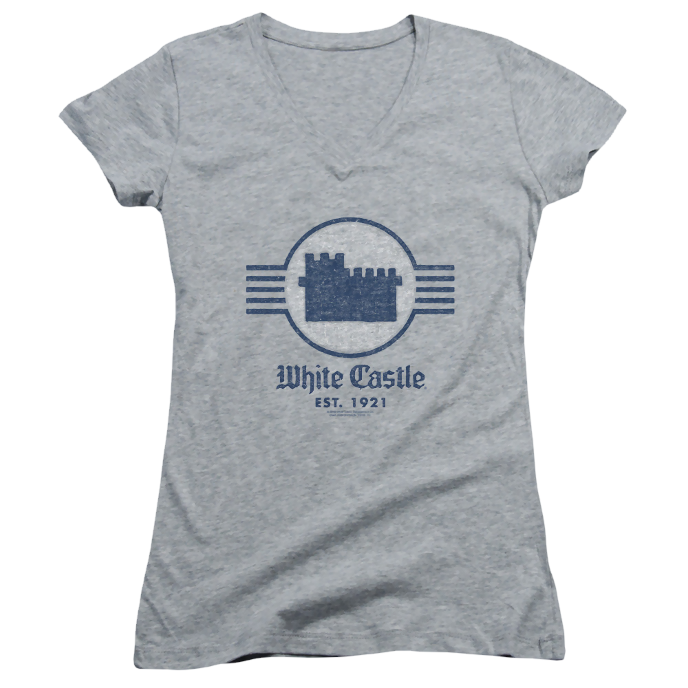 White Castle Emblem - Juniors V-Neck T-Shirt Juniors V-Neck T-Shirt White Castle