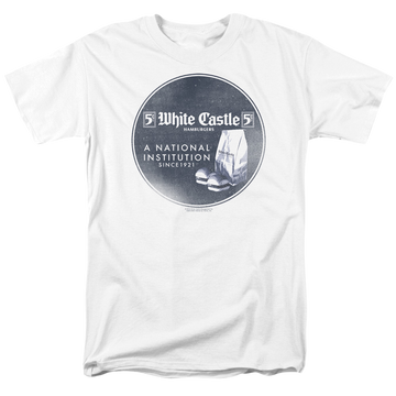 White men's regular fit t-shirt with White Castle National Institution graphic