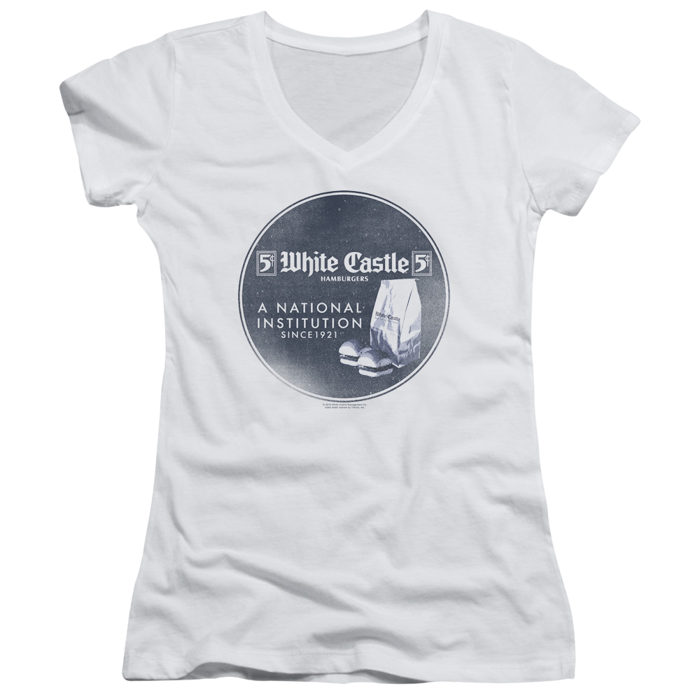 White Castle National Institution - Juniors V-Neck T-Shirt Juniors V-Neck T-Shirt White Castle
