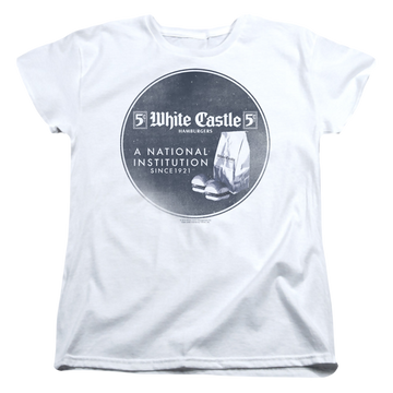 White women's t-shirt with White Castle National Institution graphic