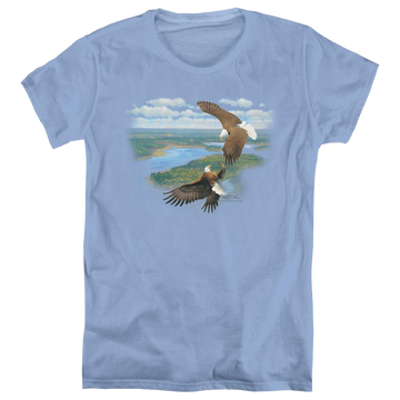 Carolina blue women's t-shirt with Wild Wings Sky Dancers graphic