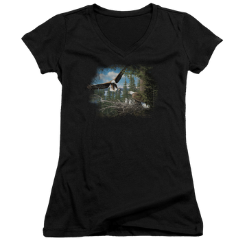 Wild Wings Spring Bald Eagles - Juniors V-Neck T-Shirt Juniors V-Neck T-Shirt Wild Wings