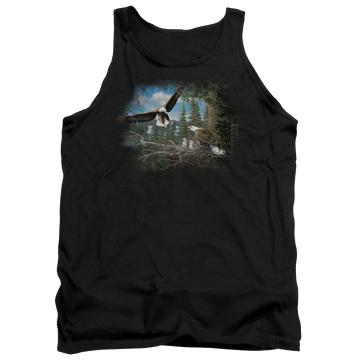 Black men's tank with Wild Wings Spring Bald Eagles graphic