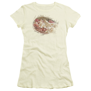 Cream juniors t-shirt with Wild Wings Apples And Oranges graphic