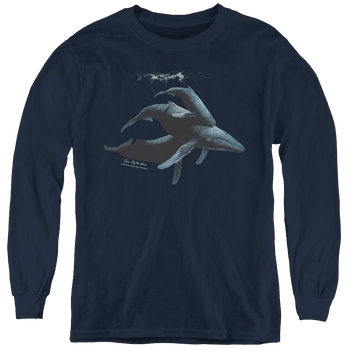Navy youth long sleeve t-shirt with Wild Wings Power&Grace graphic