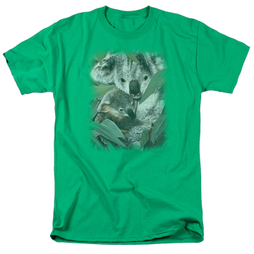 Kelly green men's regular fit t-shirt with Wild Wings Motherhood graphic