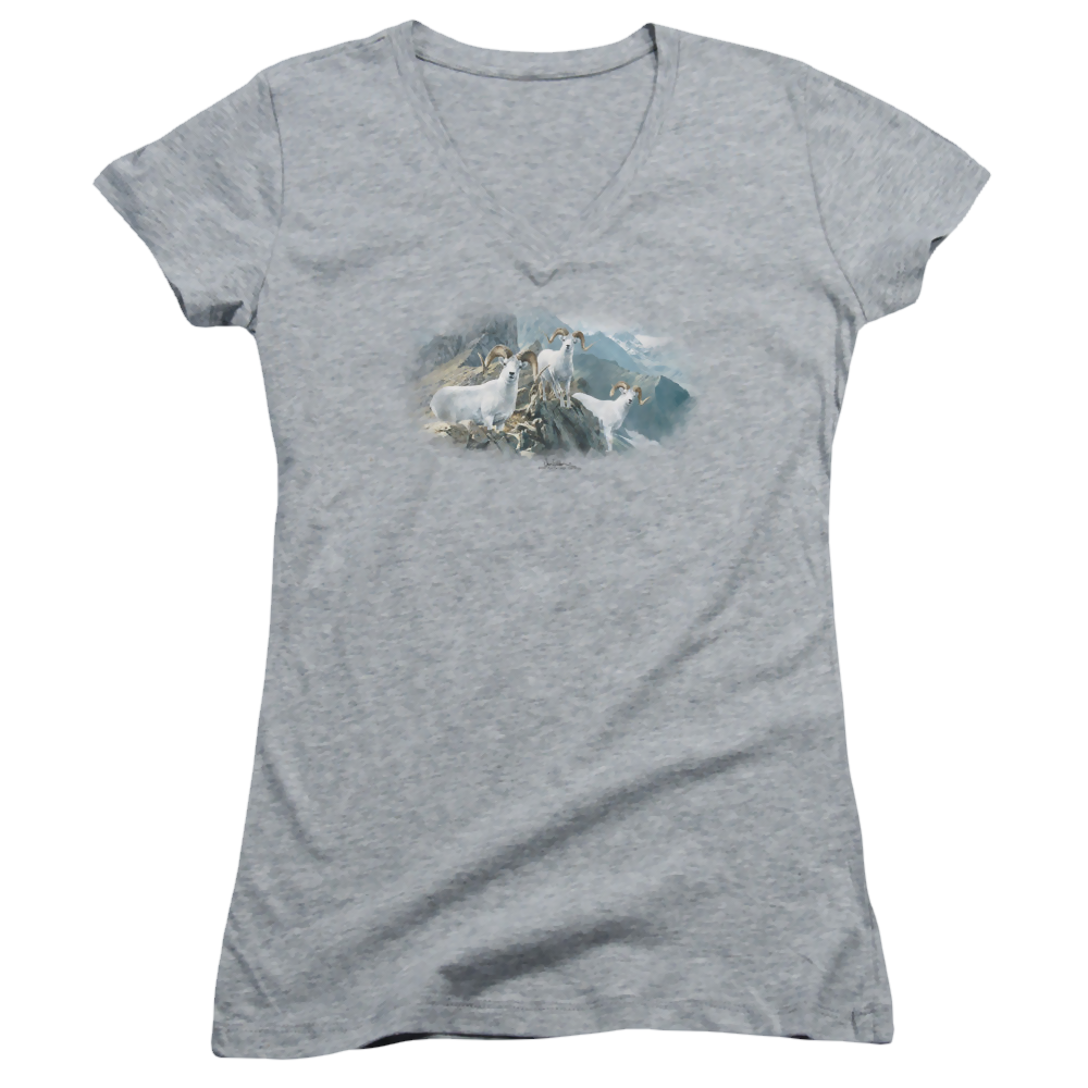 Wild Wings High Trails Dall Sheep - Juniors V-Neck T-Shirt Juniors V-Neck T-Shirt Wild Wings