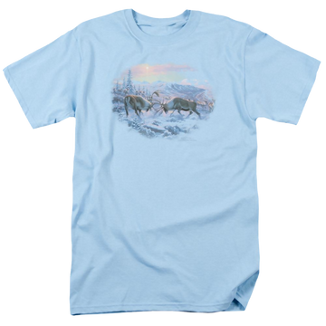 Light blue men's regular fit t-shirt with Wild Wings Battling Bulls graphic