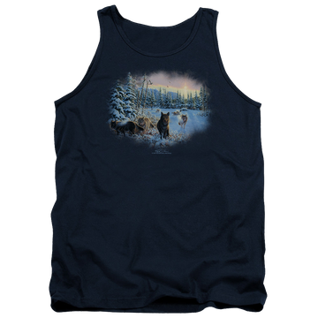 Navy men's tank with Wild Wings Hunters Moon The Spoils graphic