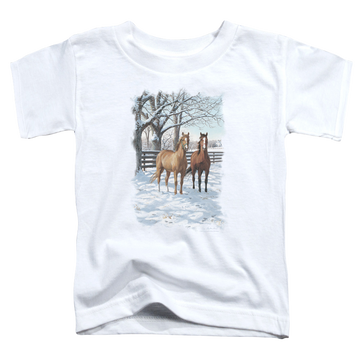 White toddler t-shirt with Wild Wings Coffee And Chocolate graphic