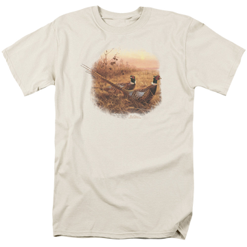 Cream men's regular fit t-shirt with Wild Wings First Alert Pheasants graphic