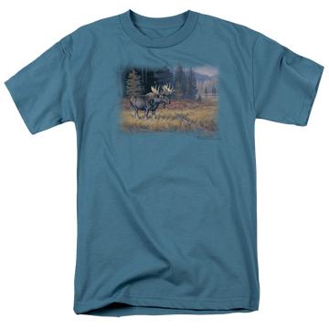 Slate men's regular fit t-shirt with Wild Wings October Moose graphic