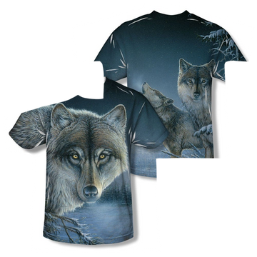 Wild Wings Midnight Wolves youth all-over print t-shirt for ages 8 to 12