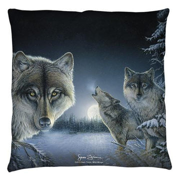 Wild Wings - Midnight Wolves 2 Throw Pillow Throw Pillows Wild Wings