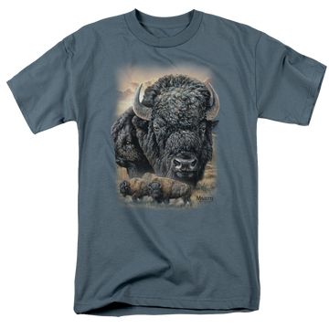 Slate men's regular fit t-shirt with Wild Wings Sunset Buffalo graphic