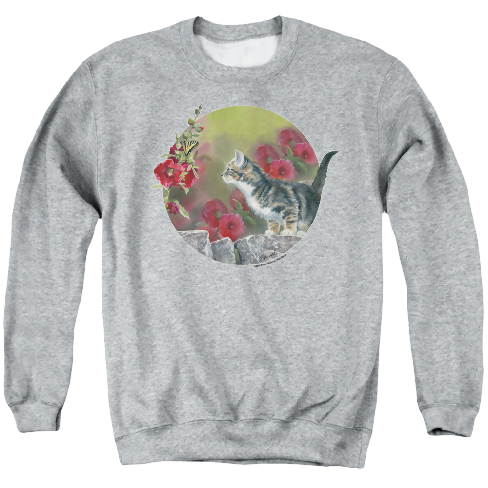 Wild Wings Kitten Flowers - Men's Crewneck Sweatshirt Men's Crewneck Sweatshirt Wild Wings