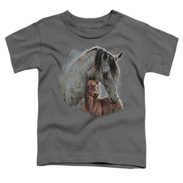 Charcoal toddler t-shirt with Wild Wings Painted Horses graphic