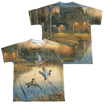 Wild Wings Ducks Over Water youth all-over print t-shirt for ages 8 to 12