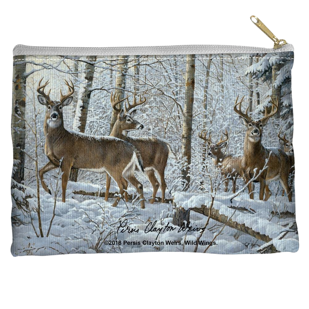 Wild Wings Snowy Deer - Straight Bottom Accessory Pouch Straight Bottom Accessory Pouches Wild Wings