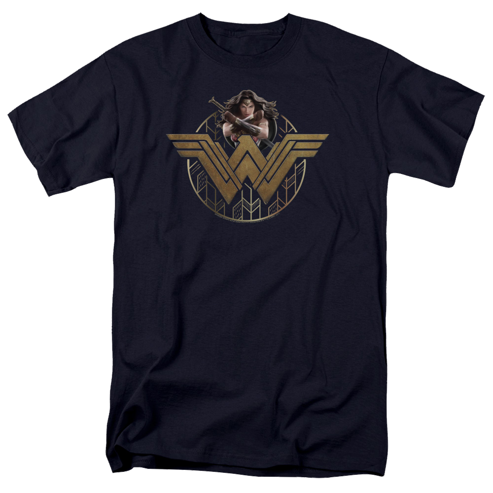 Wonder Woman Power Stance And Emblem Men's Regular Fit T-Shirt Men's Regular Fit T-Shirt Wonder Woman