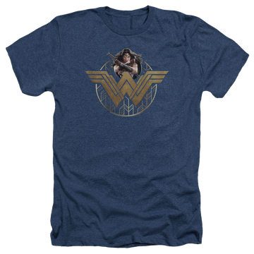 Wonder Woman Power Stance And Emblem Men's Heather T-Shirt Men's Heather T-Shirt Wonder Woman