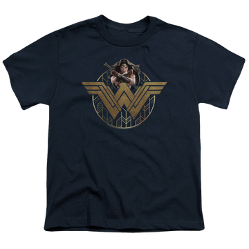 Wonder Woman Movie Power Stance And Emblem - Youth T-Shirt Youth T-Shirt (Ages 8-12) Wonder Woman