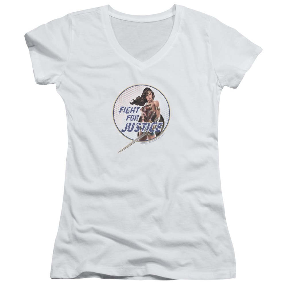 Wonder Woman Fight For Justice Juniors V-Neck T-Shirt Juniors V-Neck T-Shirt Wonder Woman