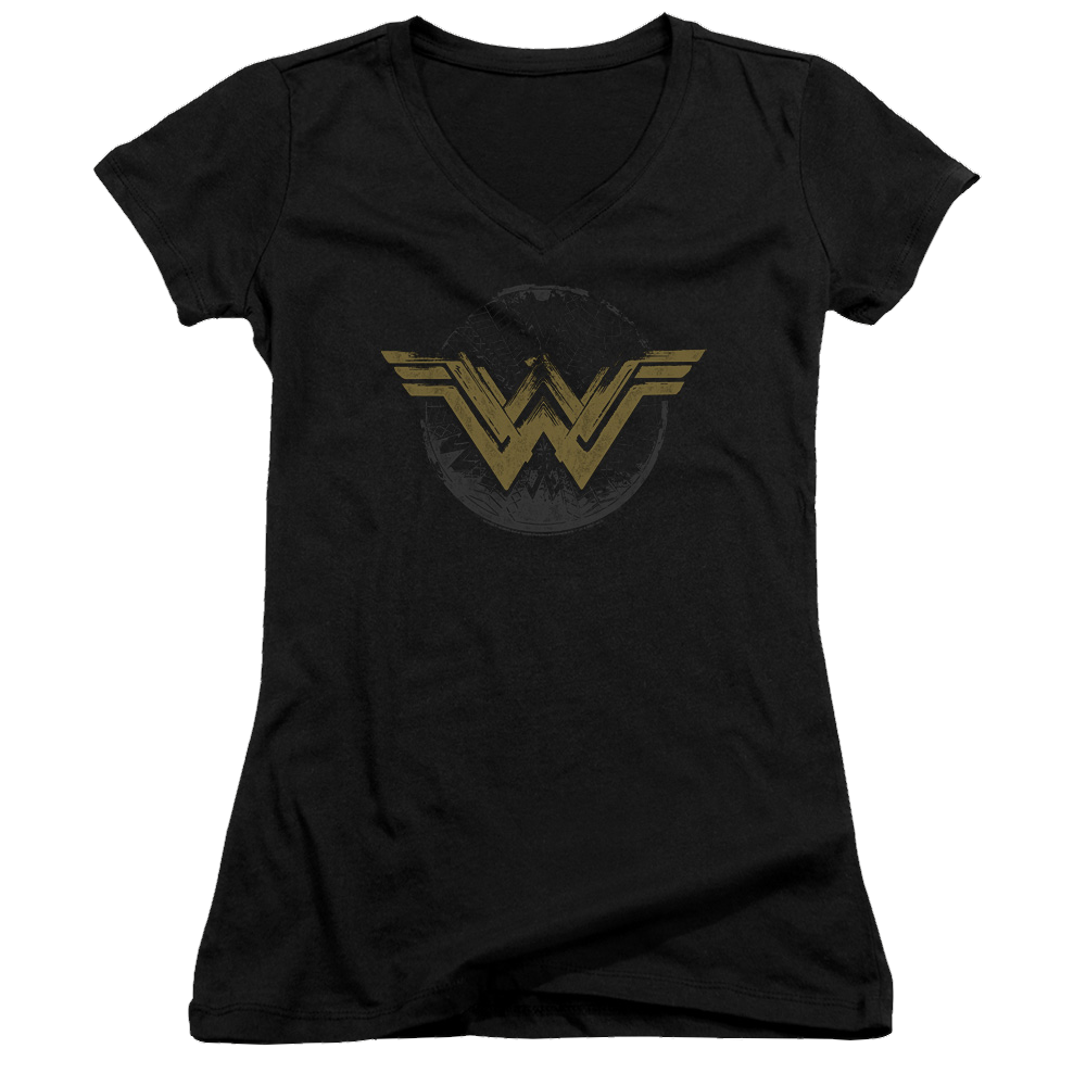 Wonder Woman Distressed Logo Juniors V-Neck T-Shirt Juniors V-Neck T-Shirt Wonder Woman